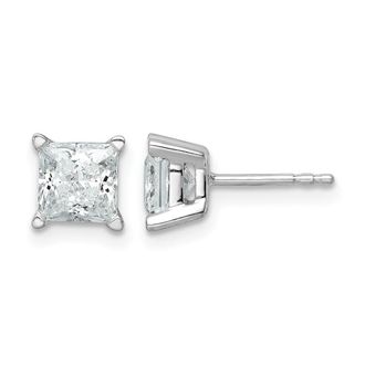 Diamond2Deal 14k Gold 2 ct Princess Lab Grown Diamond Stud Earrings VS Clarity, D-E Color