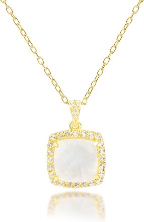 MAX + STONE 18k Gold Over Sterling Silver 5 Ct. 10x10mm Cushion Cut Gemstone Necklace