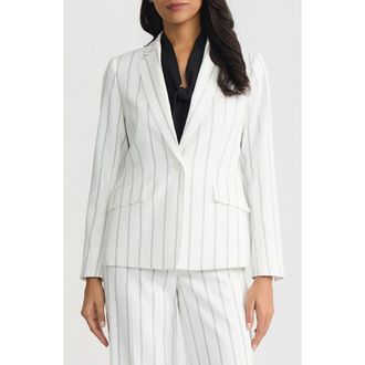 Kasper One-Button Jacket in Lily White/Black at Nordstrom, Size 10