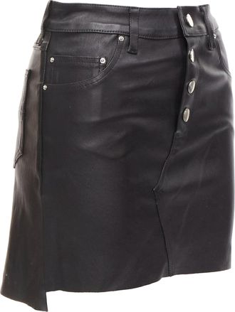 Amiri Genuine Leather High Low Back Pockets Mini Skirt
