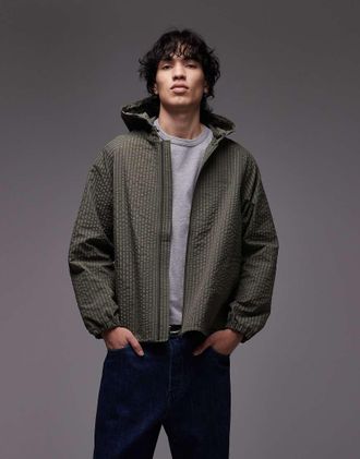 Gramicci Northside - Giacca multitasche con cappuccio verde a quadri micro-Multicolore