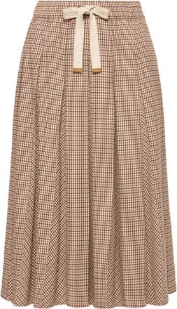 Moncler Moncler Microcheck Midi Wool Skirt, Women, Beige, Size: 38