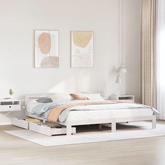Berkfield Home Bed Frame without Mattress White 180x200 cm Super King Solid Wood Pine