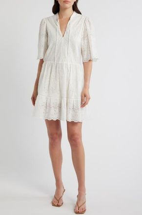 Boss Orange by Hugo Boss Cotton Broderie Dress in Soft Cream at Nordstrom, Size 14
