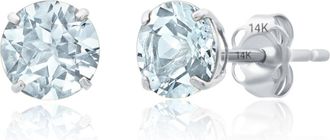 MAX + STONE 14k White Gold 6MM Round Stud Gemstone Earrings
