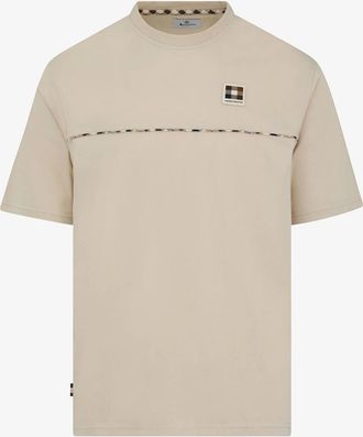 Aquascutum Mens Aquascutum Mens Club Check Piping T-Shirt - Old White 02 - Tan - Size: 42