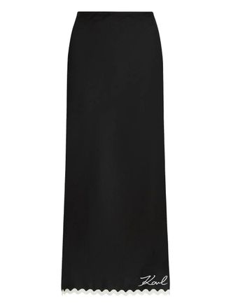 Karl Lagerfeld Sleek Maxi Skirt with Contrasting Scalloped Hem