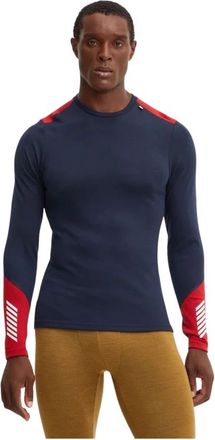 Helly Hansen Lifa Merino Midweight Crew - Heren - Sportshirts - Blauw - M - Wol - Fitness