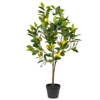 Beliani Planta Artificial En Maceta Para Interior Decoraci&oacute;n De Pl&aacute;stico C&iacute;tricos 105 Cm Lemon Tree