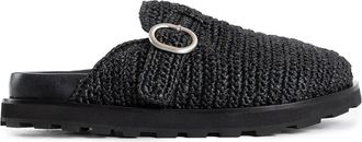 Jil Sander Schoenen, Heren, Zwart, 44 EU, Raffia Buckle Clogs