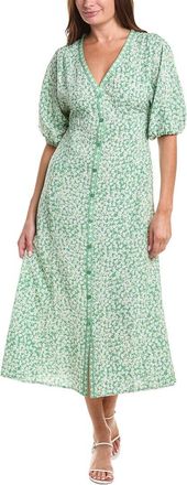Max Studio Puff Sleeve V-Neck Maxi Dress