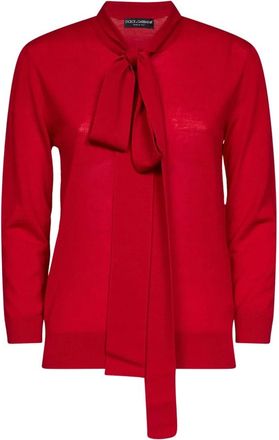 Dolce & Gabbana Truien & Vesten, Dames, Rood, XL, Wol, Round-neck Truien