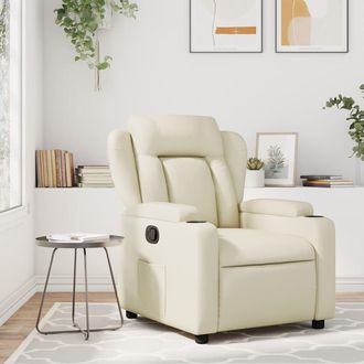 vidaXL Sill&oacute;n Reclinable De Cuero Sint&eacute;tico Crema Vidaxl