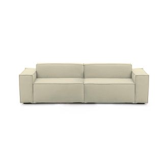 Dmora Sof&aacute; Fijo Dmelucc, Sof&aacute; Modular Lineal De 3 Plazas, 100% Made In Italy, Sof&aacute; De Sal&oacute;n Moderno En Tela., Cm 260x95h70, Beige - Dmora