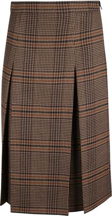 Saint Laurent Midi Skirts, female, Brown, Size: 3XS Prince of Wales Midi Skirt