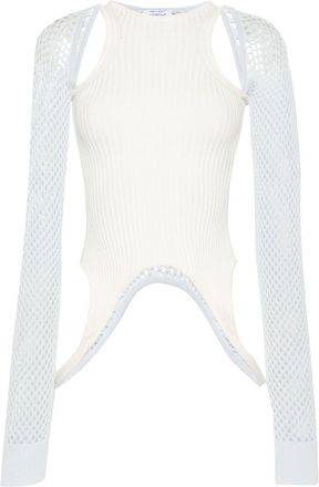 Off-white Racerback panelled top - women - Viscose/Polyester - 40 - Neutrals