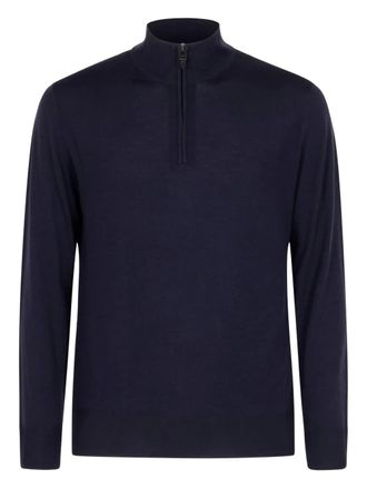 Canali Sweater met rits - Blauw