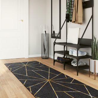 vidaXL Vidaxl - Alfombra Lavable Antideslizante Negro Y Dorado 80x300 Cm