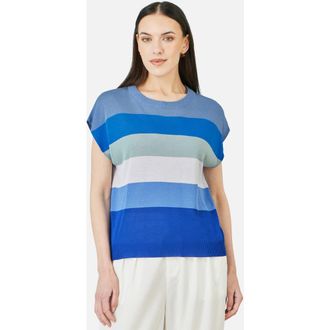 Yumi Block Stripe Relaxed Knitted Top in Blue at Nordstrom, Size Medium