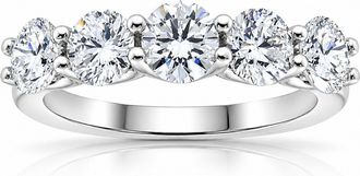 Pompeii3 2cttw Diamond 5 Stone U Prong Wedding Round Cut Ring 14k White Gold