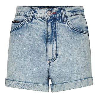Philipp Plein Dames, Korte broeken, Blauw, Maat: W28 Denim