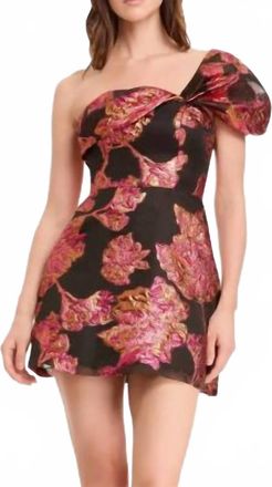 Dress The Population Jacquard Off The Shoulder Cocktail Minidress In Olive Floral