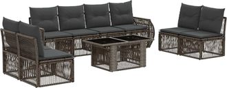 vidaXL Conjunto De Sof&aacute;s De Jard&iacute;n 9 Uds. Gris Y Gris Oscuro Vidaxl