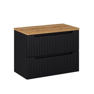 Petits Meubles Mueble bajo lavabo 80cm 2 cajones paneles de melamina y mdf negro
