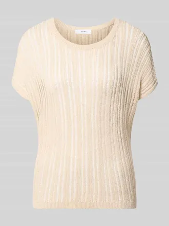 Comma Regular Fit T-Shirt aus Viskose-Mix in semitransparentem Design in Beige, Gr&ouml;&szlig;e XL