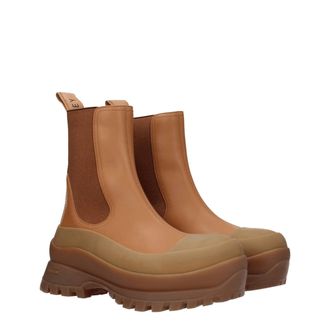 Stella McCartney Womens Brown Leather Ankle Boots