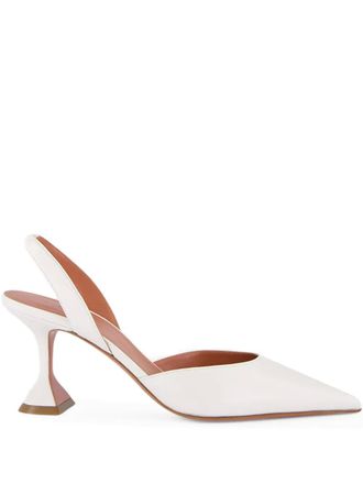 Amina Muaddi slingback-strap leather heeled pumps - women - Lambskin/Calf Leather/Calf Leather - 40 - White