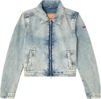 Diesel Giacca denim con zip e dettaglio sulla spalla - Blu