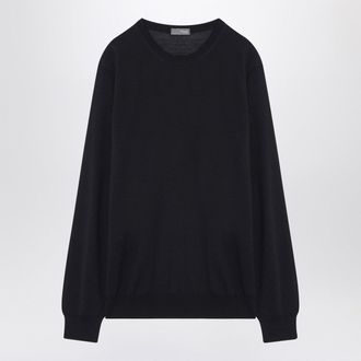 Drumohr Navy Blue Wool Crew Neck Sweater