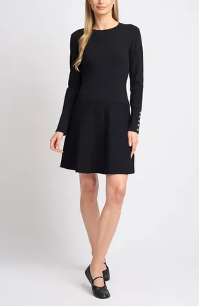 Ted Baker Karla Button Cuff Minidress in Rich Black at Nordstrom, Size X-Small