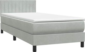 vidaXL Cama Box Spring Con Colch&oacute;n Terciopelo Gris Claro 80x220 Cm Vidaxl