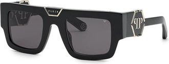 Philipp Plein Ladies Black Square Sunglasses SPP092M 700Y