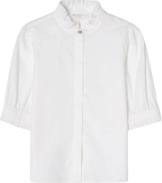 Busnel Mica Blouse met Korte Mouwen - Dames - Overhemden - Wit - 2XL - Katoen - Overhemden