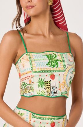 ASTR the Label Heidi Mixed Print Crop Top in Green Yellow Farm at Nordstrom, Size X-Small