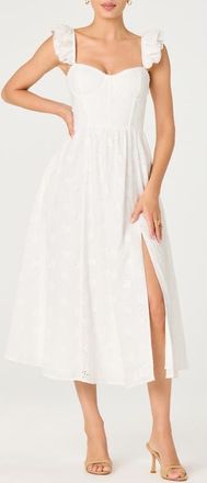 ASTR the Label Wedelia Floral Eyelet A-Line Dress in White at Nordstrom, Size Small