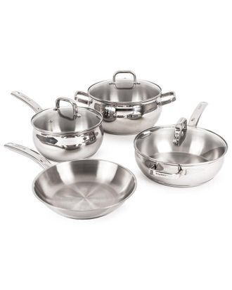 Berghoff Berghoff Belly Shape 18/10 Stainless Steel 7Pc Starter Cookware Set With Glass Lids