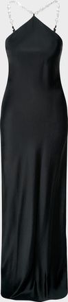 Staud Cadence Satin Pearly-Strap Maxi Dress