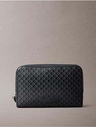 Calvin Klein Mens Allover Emblem Logo Pouch - Black