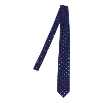 Tom Ford Satin Mulberry Silk Tie with Pearl Polka Dot Pattern - male - Tom Ford - Ties - Blue - ONE SIZE - Accessories