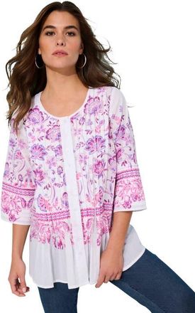 Roaman's Monique Printed Big Shirt in Vintage Rose Floral Border at Nordstrom, Size 26