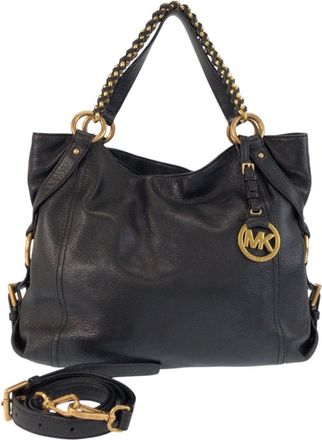 Michael Kors Black Leather Shoulder Bag Tote Bag (Pre-Owned)