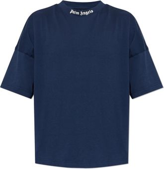 Palm Angels Classic Logo Over T-Shirt - Heren - T-shirts - Blauw - XS - Katoen - Tops