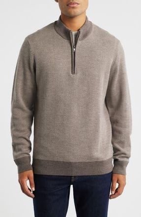 Robert Barakett Grant Merino Wool Quarter Zip Sweater in Oatmeal at Nordstrom Rack, Size Xx-Large