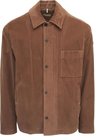 Moncler corduroy pocket shirt jacket - men - Cotton/Polyester/Calf Leather - L - Brown