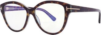 Tom Ford FT5954-B 055 Coloured Havana/Clear Blue Light Block 54mm