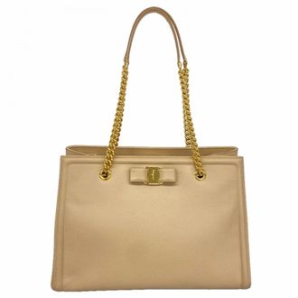 Ferragamo Beige Leather Tote Bag (Pre-Owned)